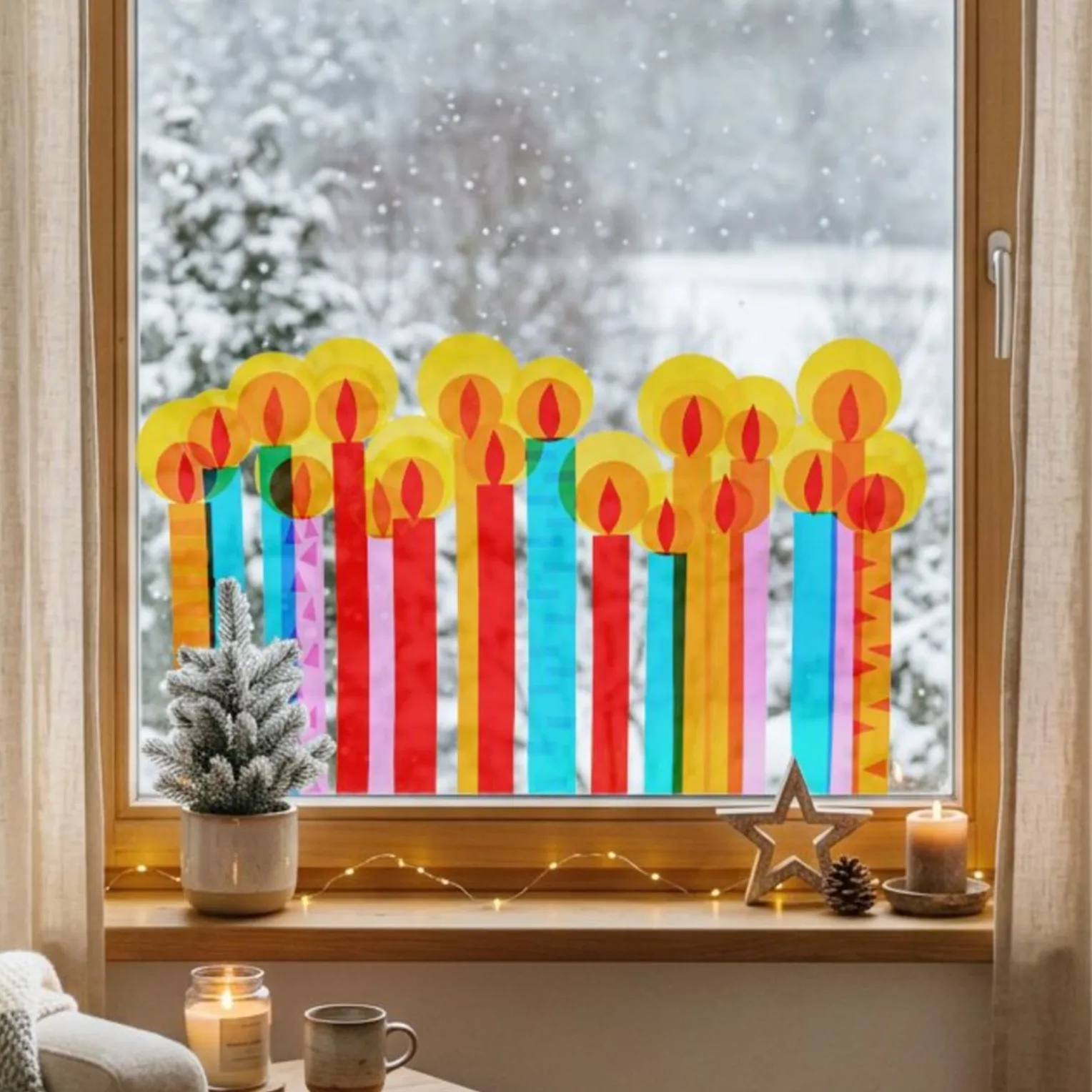 Bastelset – Erstes Schneiden Fensterbild Kerzenschein