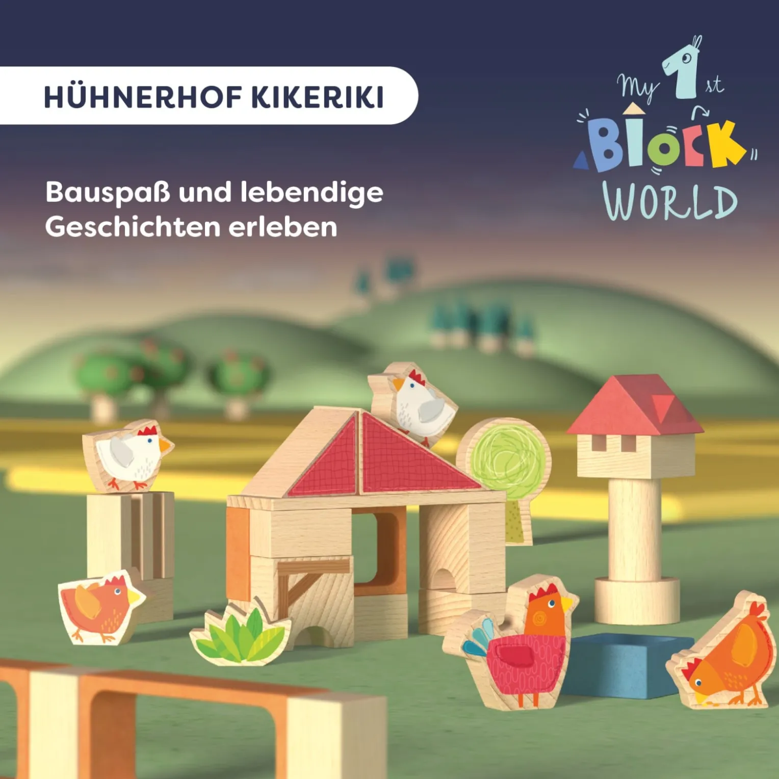 Bausteinwelt, My 1st Block World – Hühnerhof Kikeriki, ab 1 Jahr