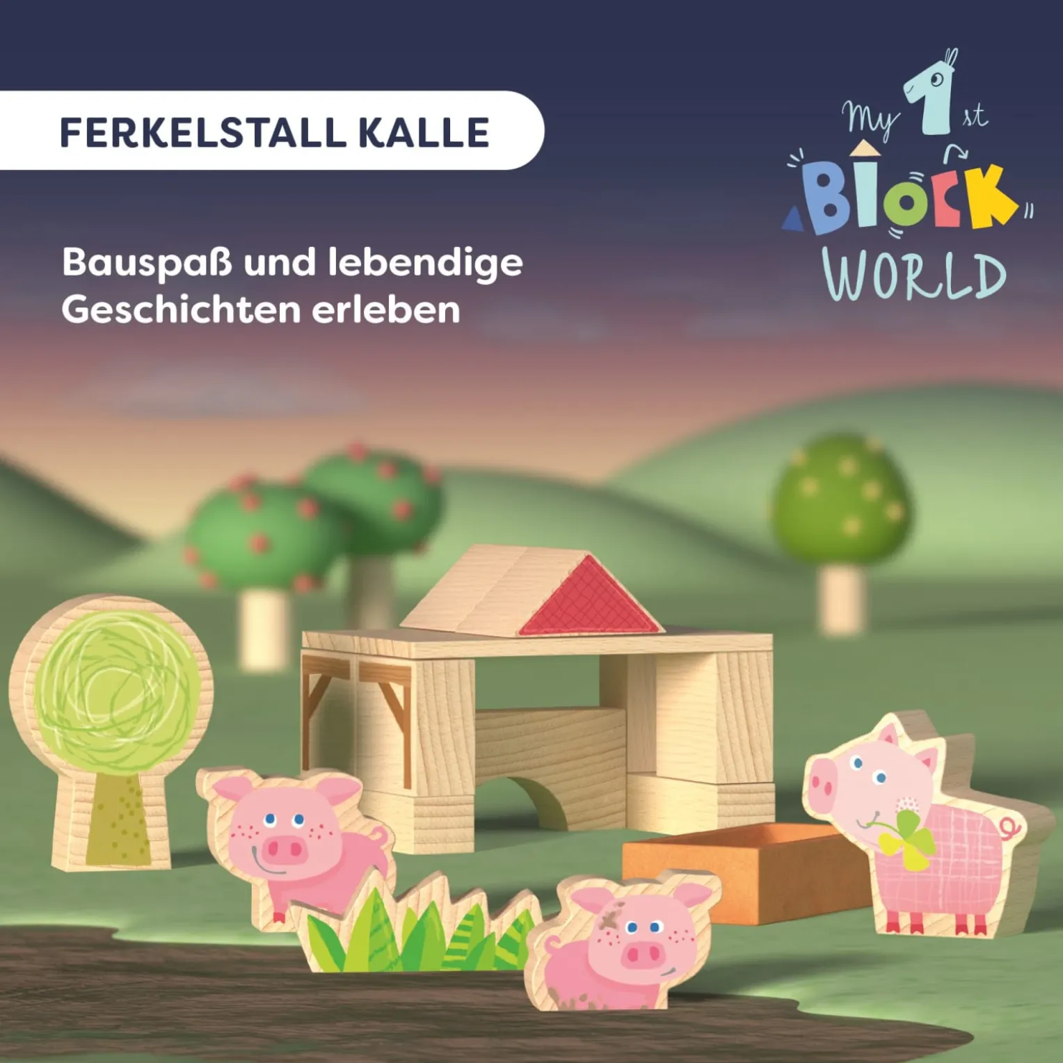 Bausteinwelt, My 1st Block World – Ferkelstall Kalle, ab 1 Jahr
