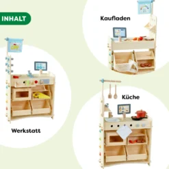 Creative Play 3 in 1 – Spielküche, Kaufladen & Werkstatt für Kinder