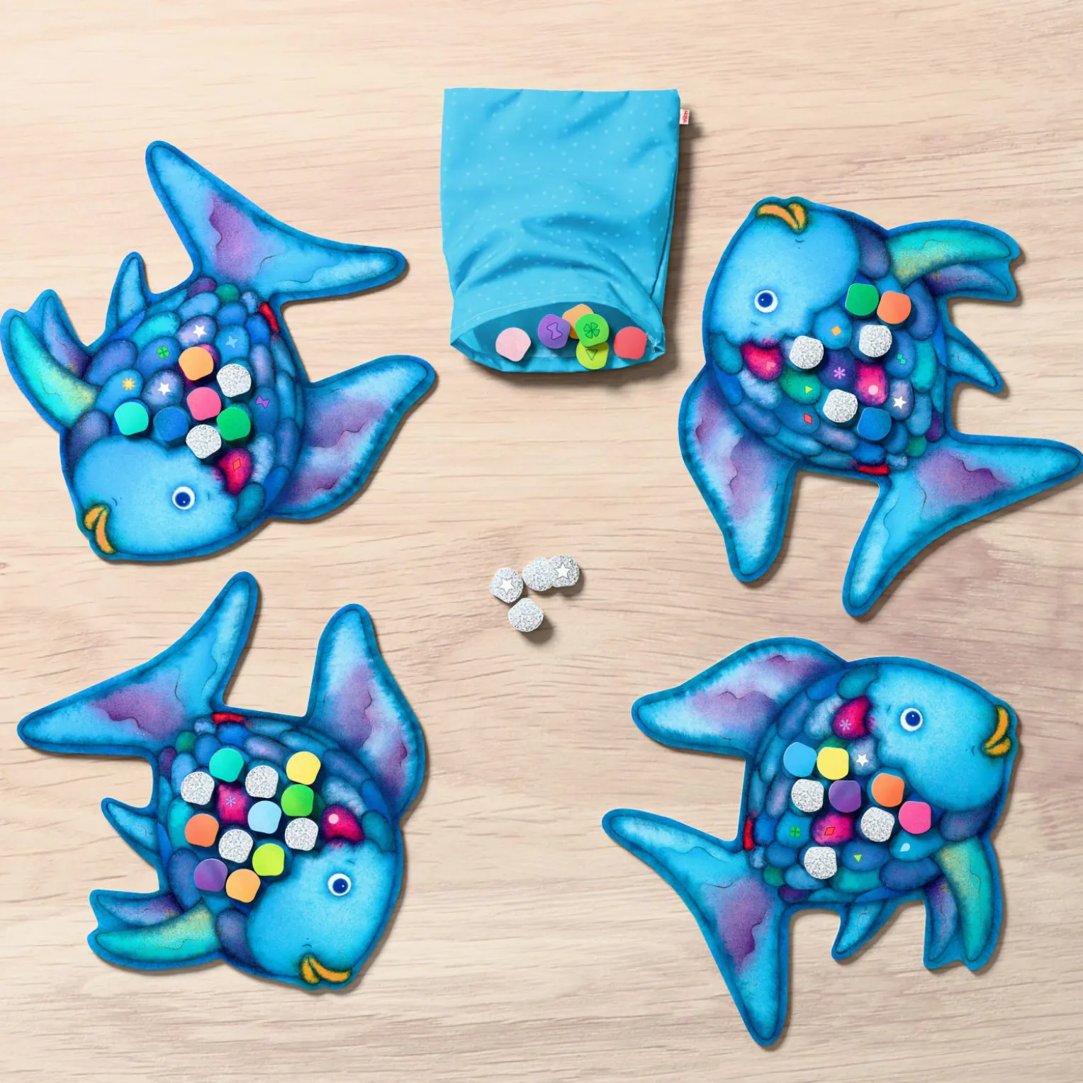 Der Regenbogenfisch – Glitzer-Bingo, Farbenspiel, ab 3 Jahren