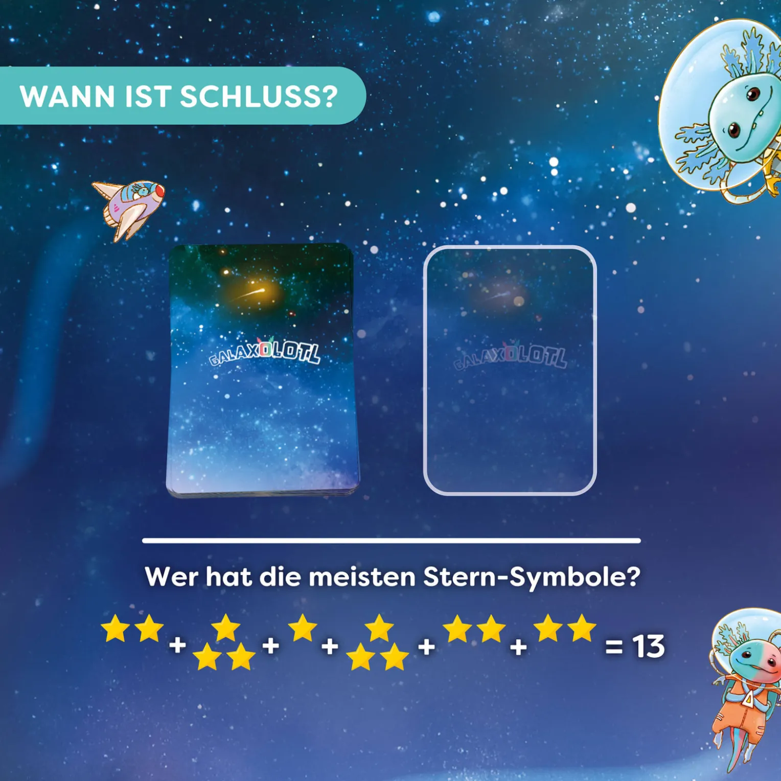 Galaxolotl - No Risk, No Stars!, Karten - und Brettspiel, ab 8 Jahren