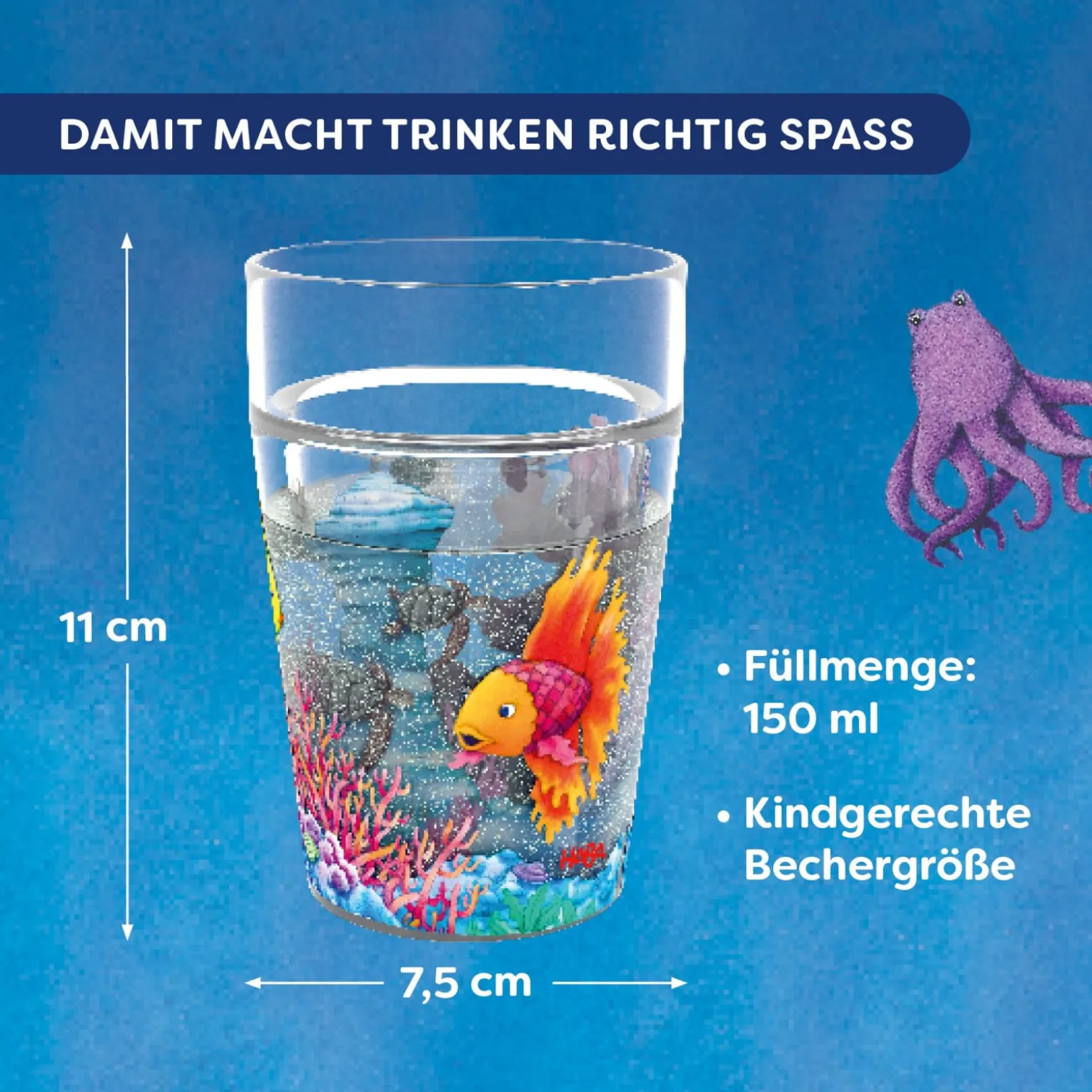 Glitzerbecher, Der Regenbogenfisch, Kinderbecher, BPA-frei