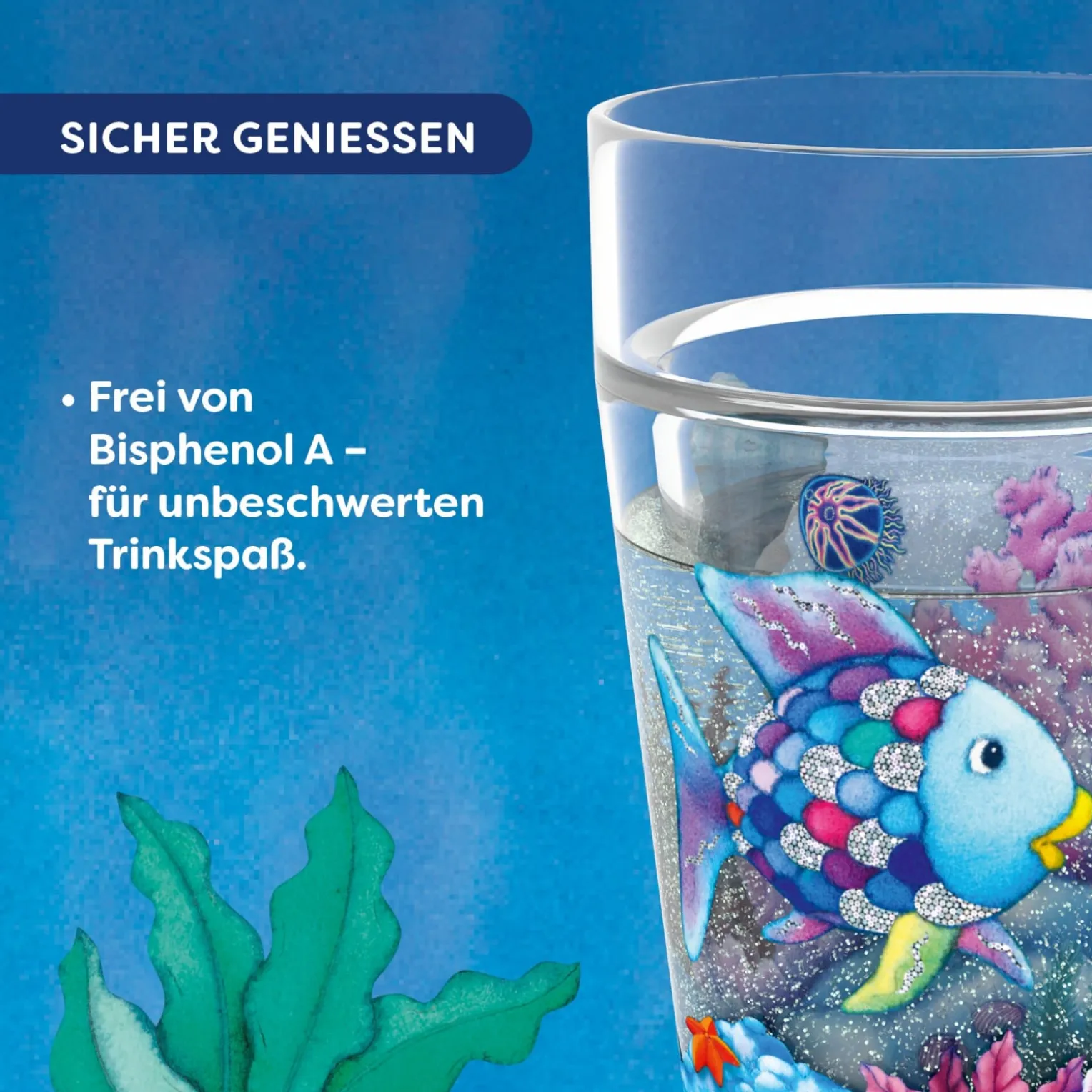 Glitzerbecher, Der Regenbogenfisch, Kinderbecher, BPA-frei