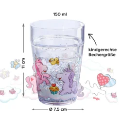 Glitzerbecher, Einhorn Glitzerglück, Kinderbecher, BPA-frei