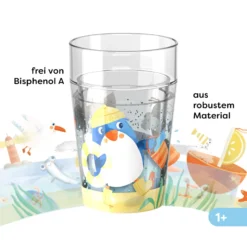 Glitzerbecher, Pinguin, Kinderbecher mit Schütteleffekt, BPA-frei
