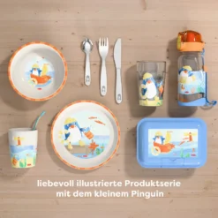 Glitzerbecher, Pinguin, Kinderbecher mit Schütteleffekt, BPA-frei