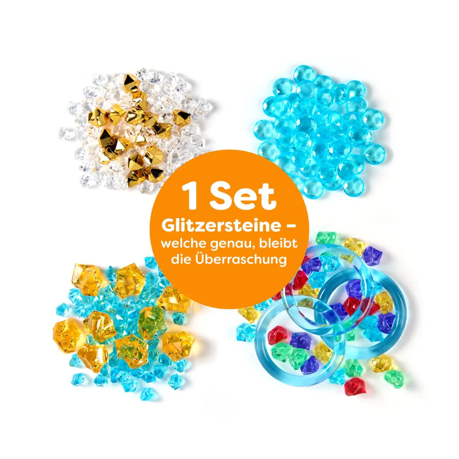 Glitzersteine-Set – 4 Überraschungstütchen zum Basteln & Dekorieren
