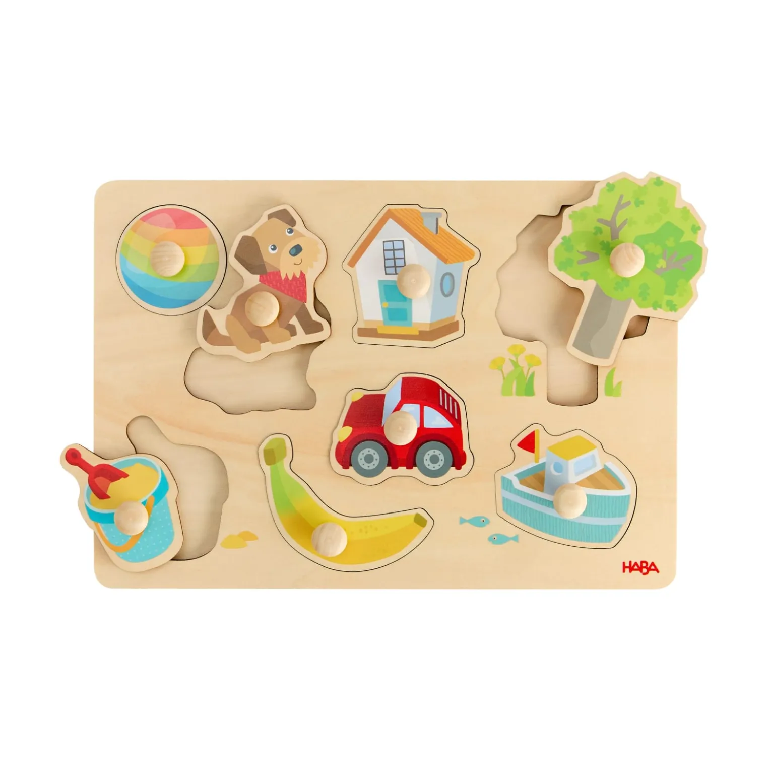 Greifpuzzle Erste Wörter, 8-teiliges Holzpuzzle, ab 12 Monaten