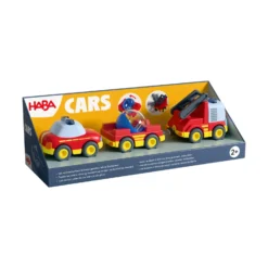 HABA Cars Feuerwehr-Spielset, mit 2 Autos, Hänger und Wasser-Kugel