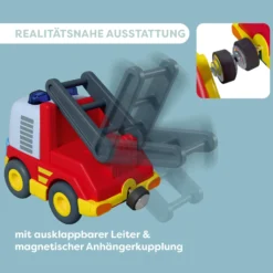 HABA Cars Feuerwehr-Spielset, mit 2 Autos, Hänger und Wasser-Kugel