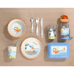 Kinderbesteck Pinguin, 3-teiliges Set mit Messer, Gabel, Löffel