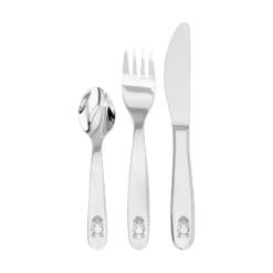 Kinderbesteck Pinguin, 3-teiliges Set mit Messer, Gabel, Löffel