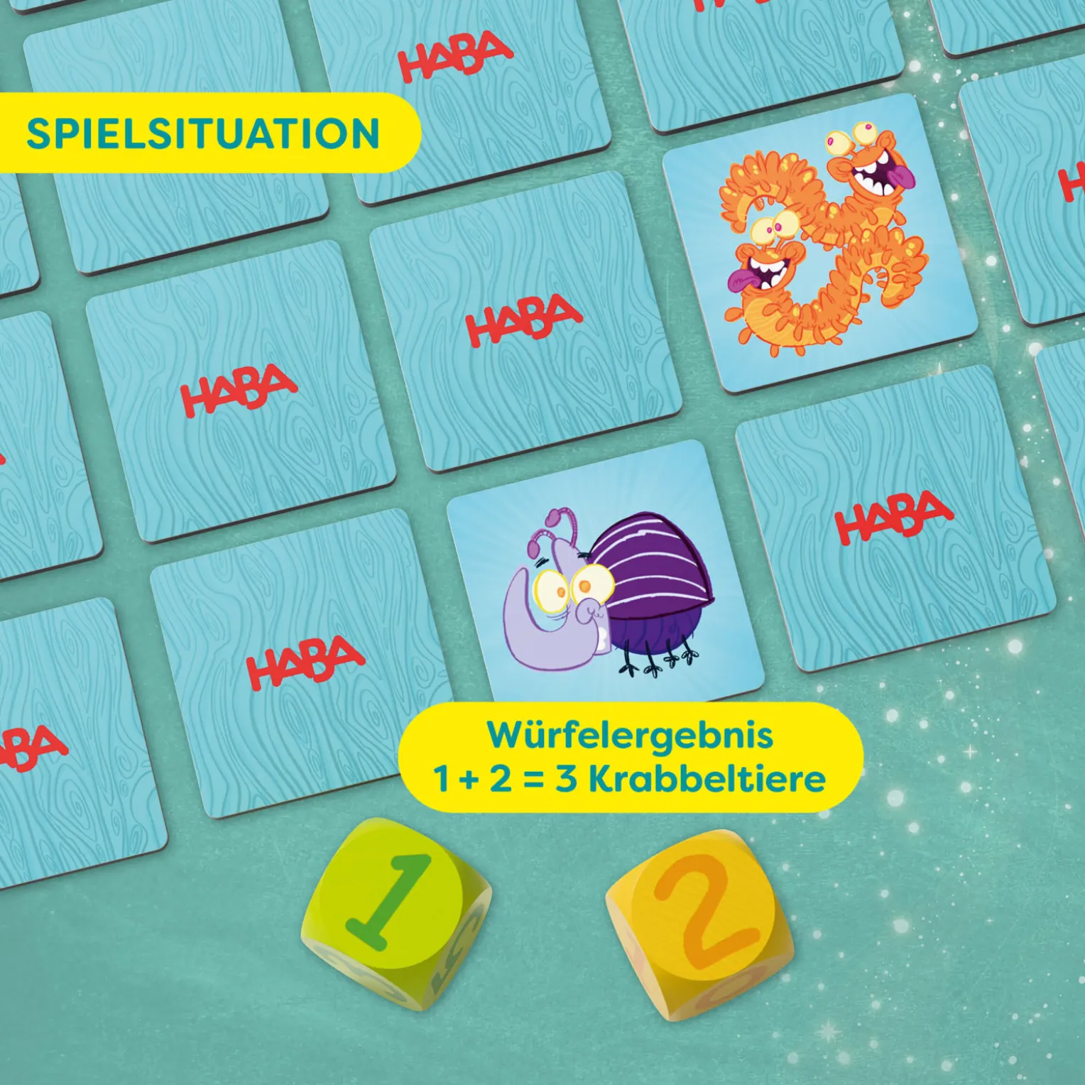 3 + 4 = Krabbeltier, Mathespiel, Addition, ab 6 Jahren