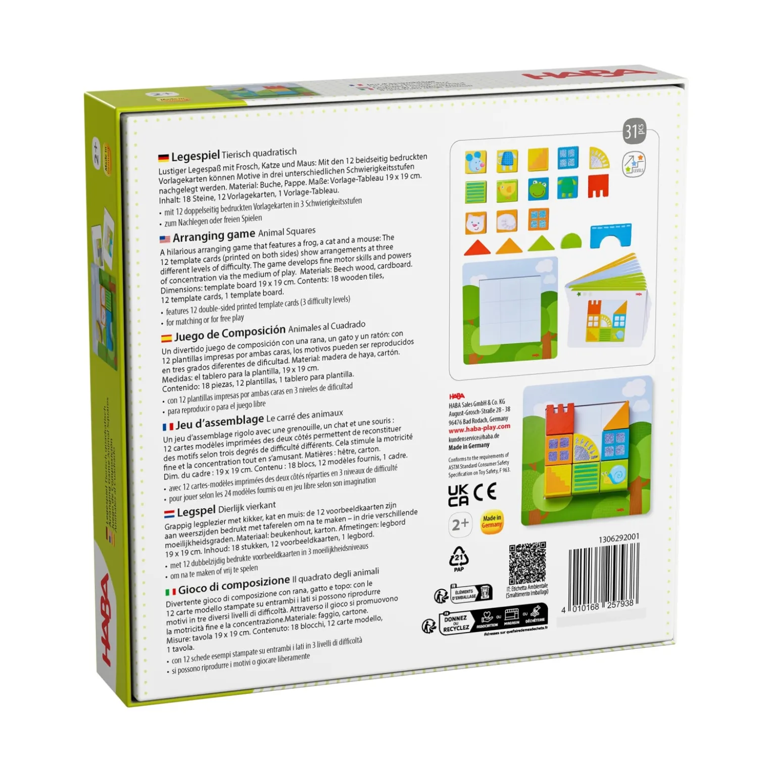 Legespiel Tierisch quadratisch