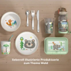 Lunch-Set Waldtiere für Kinder, Waldtiere-Brotdose & -Trinkflasche