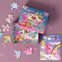 3 Puzzles - Einhorn Glitzerglück