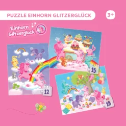 3 Puzzles - Einhorn Glitzerglück