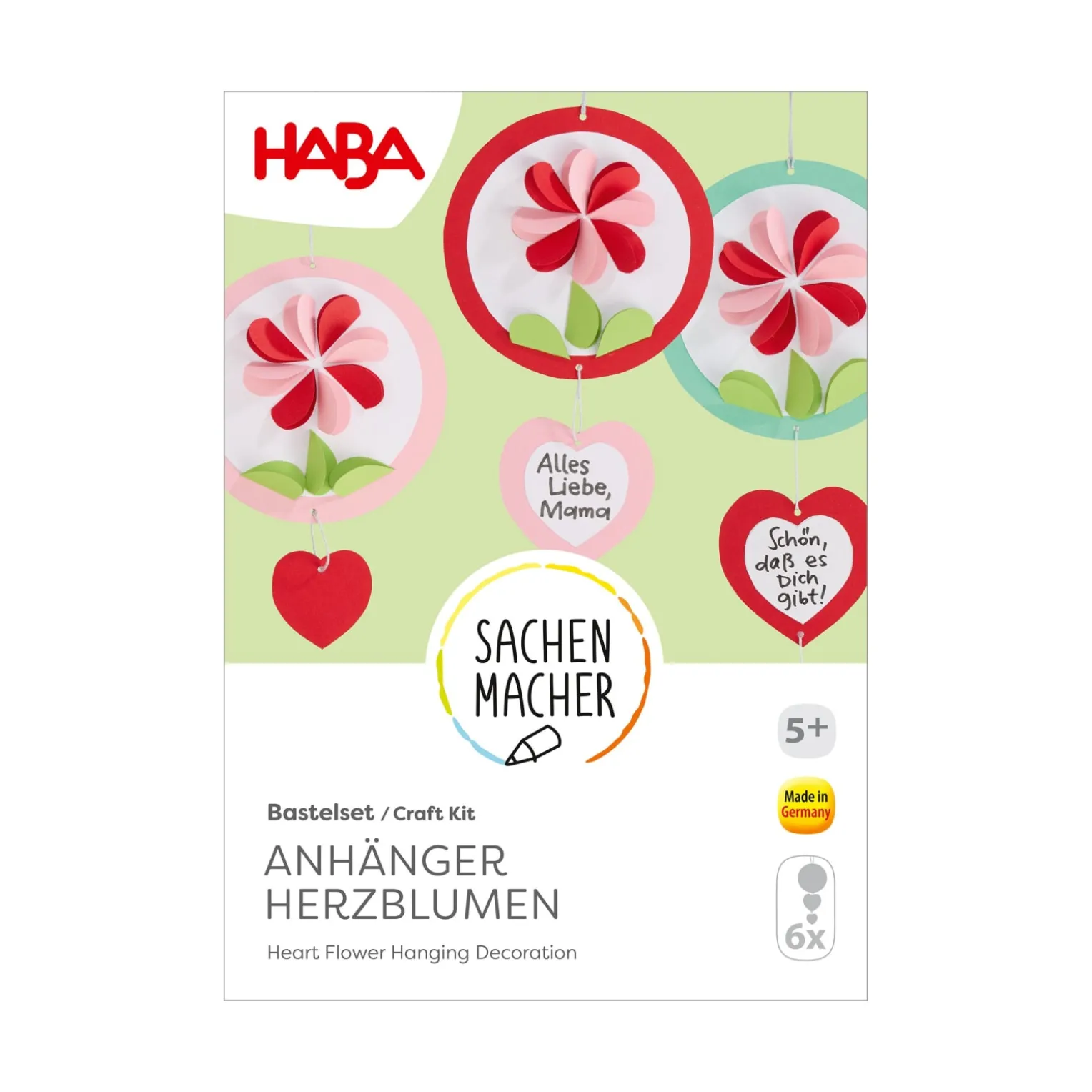 Sachenmacher Anhänger Herzblumen, Komplettset für 6 Stück