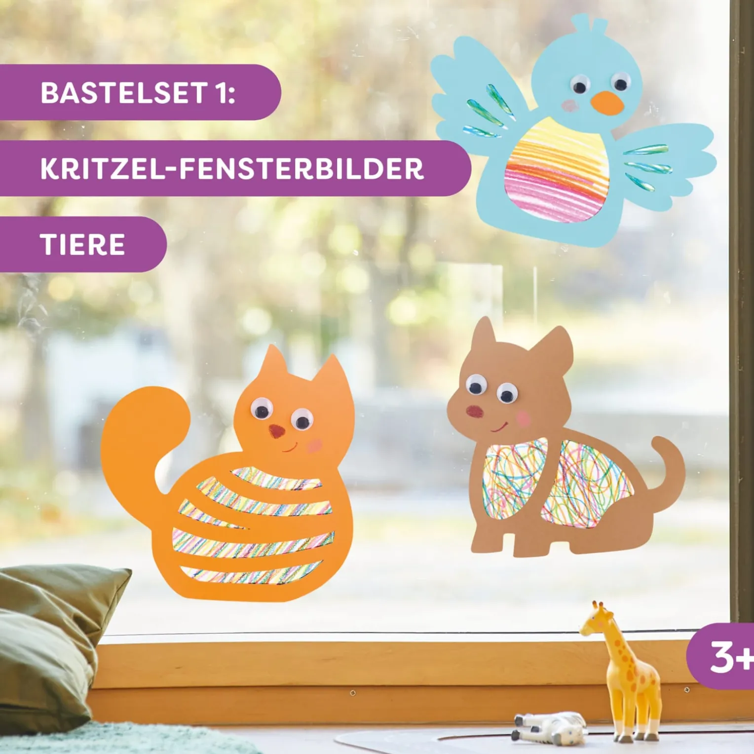 2 Sachenmacher Bastelsets, Erstes Basteln Fensterbilder, 4 St., ab 3 Jahren