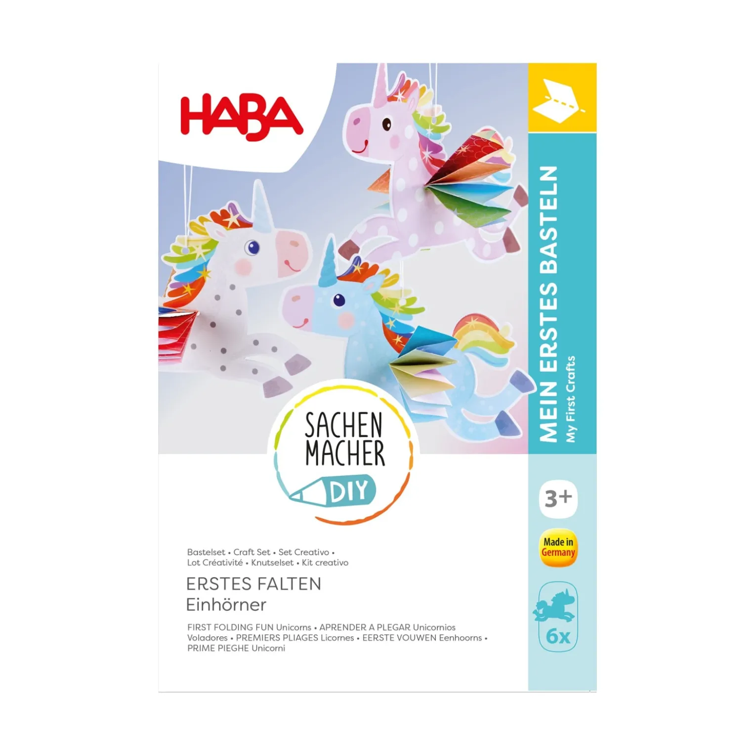 Sachenmacher Erstes Falten Regenbogen-Einhörner, Bastelset, 6 St., ab 3 J.