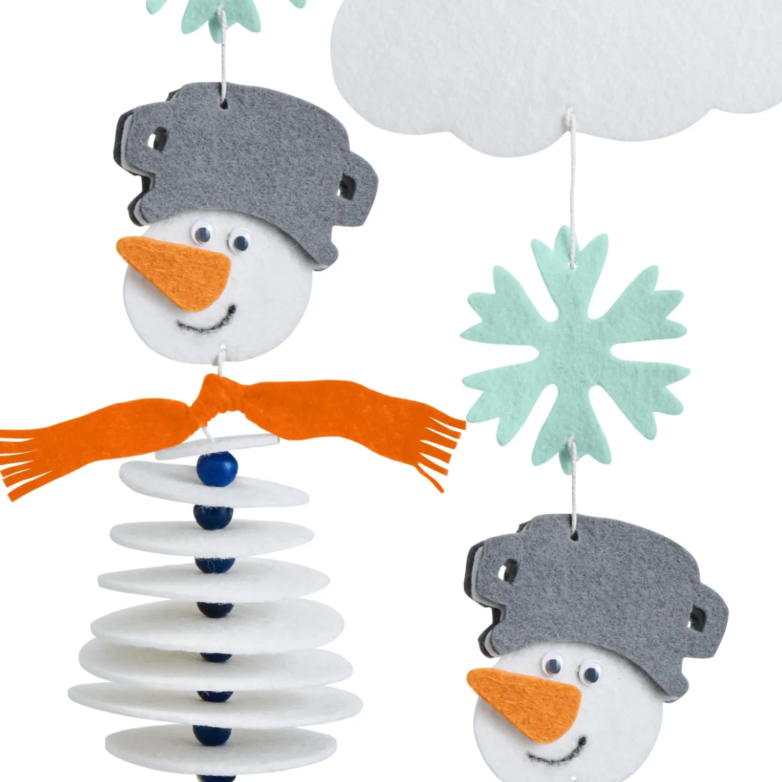 Sachenmacher Erstes Fädeln Filzgirlande Schneemann, Bastelset, ab 3 J.