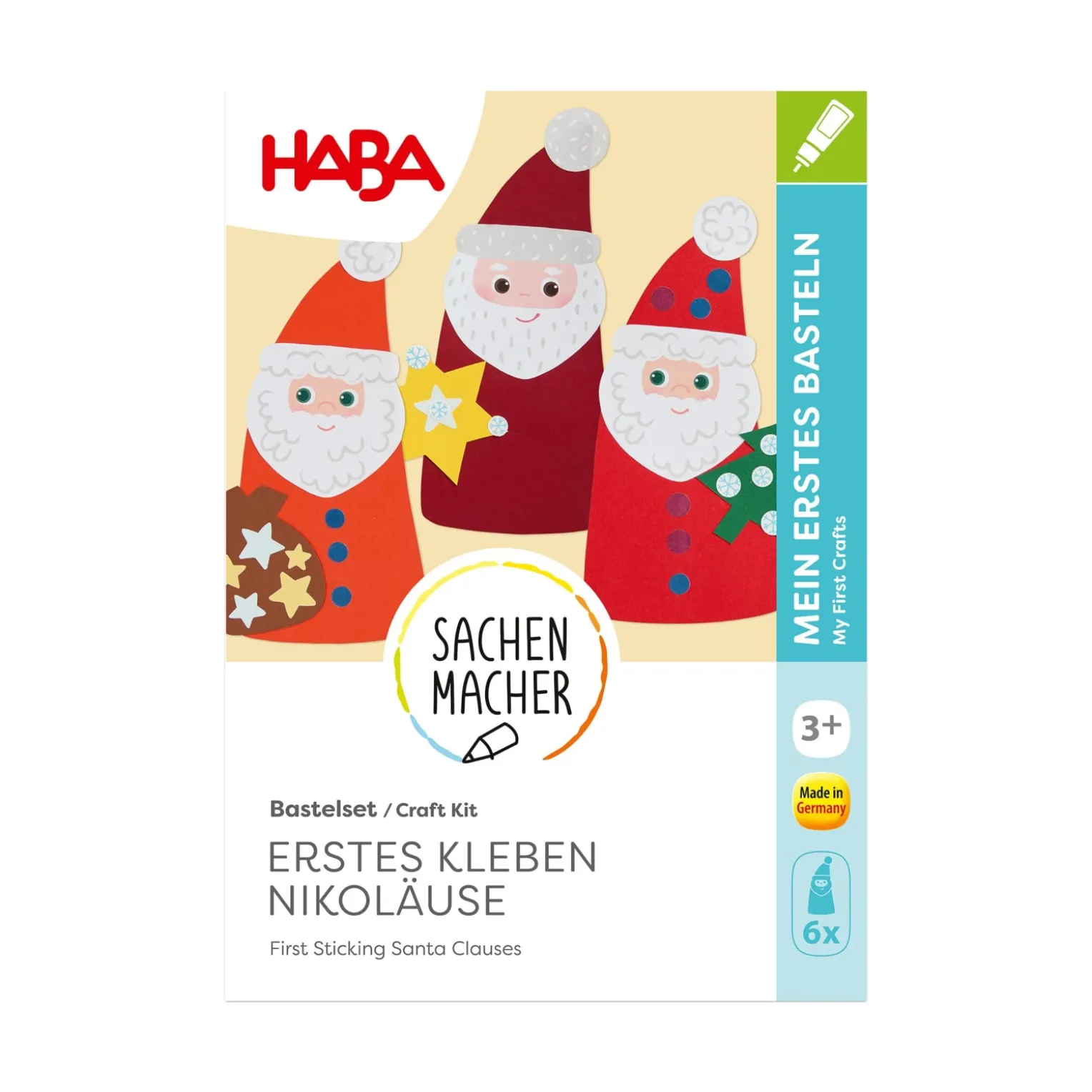 Sachenmacher Erstes Kleben Nikoläuse, Bastelset Weihnachten, ab 3 J.