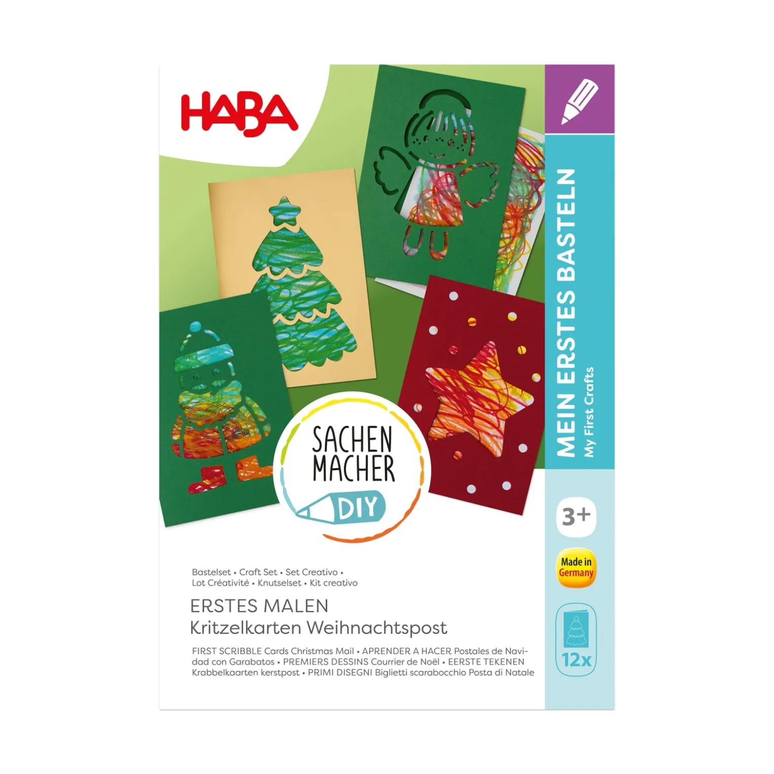 Sachenmacher Erstes Malen Weihnachtskarten, Bastelset, 12 St., ab 3 J.