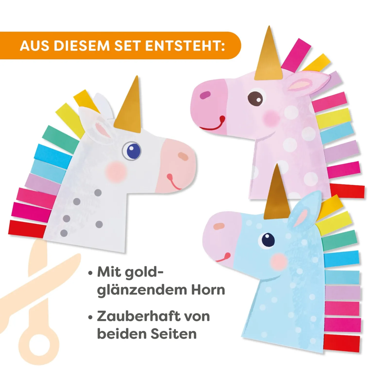 Sachenmacher Erstes Schneiden Regenbogen-Einhörner, Bastelset, ab 3 J