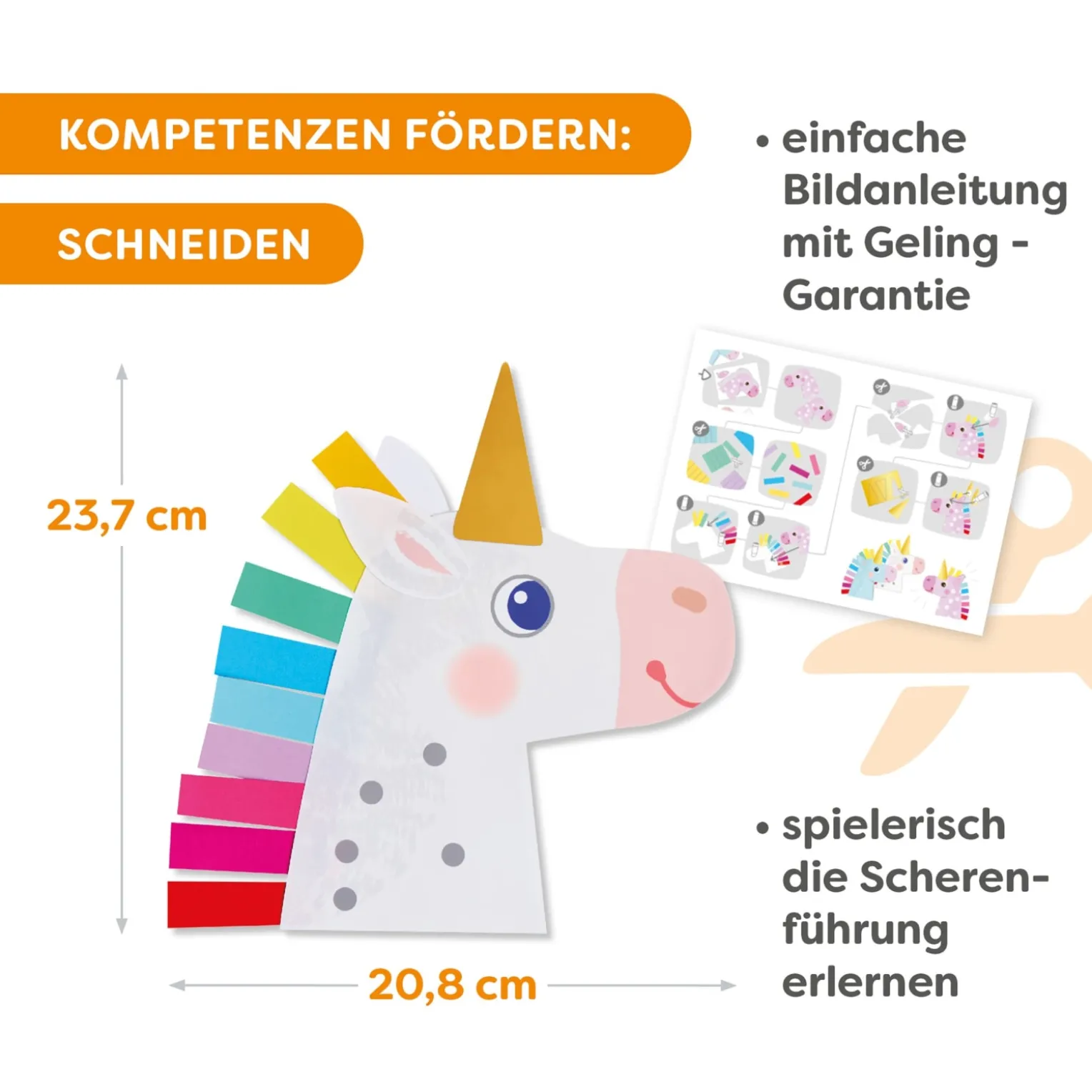 Sachenmacher Erstes Schneiden Regenbogen-Einhörner, Bastelset, ab 3 J