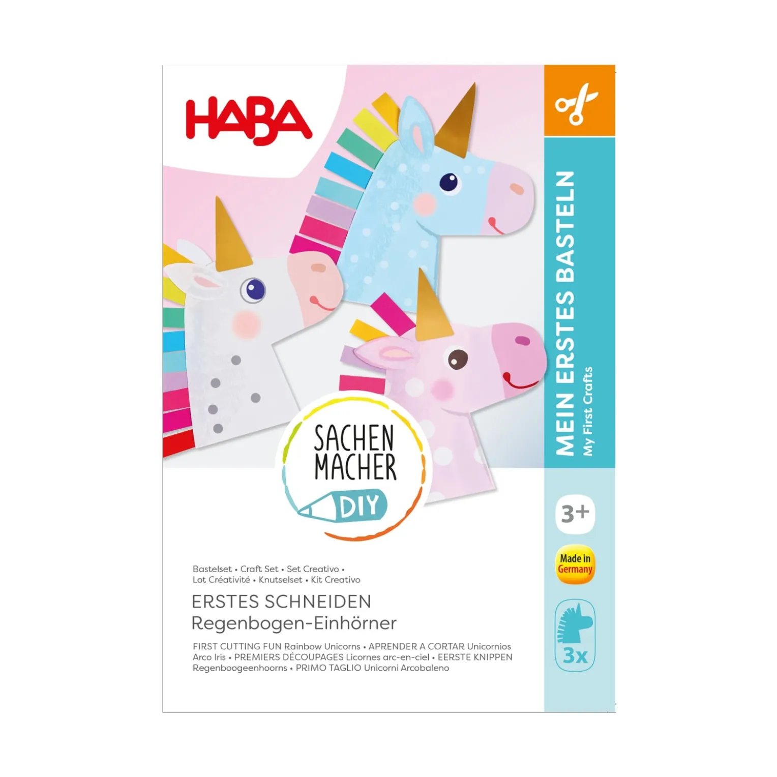 Sachenmacher Erstes Schneiden Regenbogen-Einhörner, Bastelset, ab 3 J
