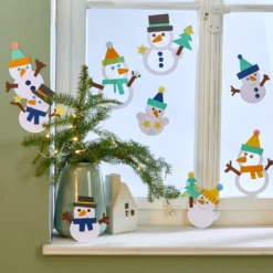 Sachenmacher Fensterbild Schneemänner, Bastelset Winter, 9 St., ab 5 J