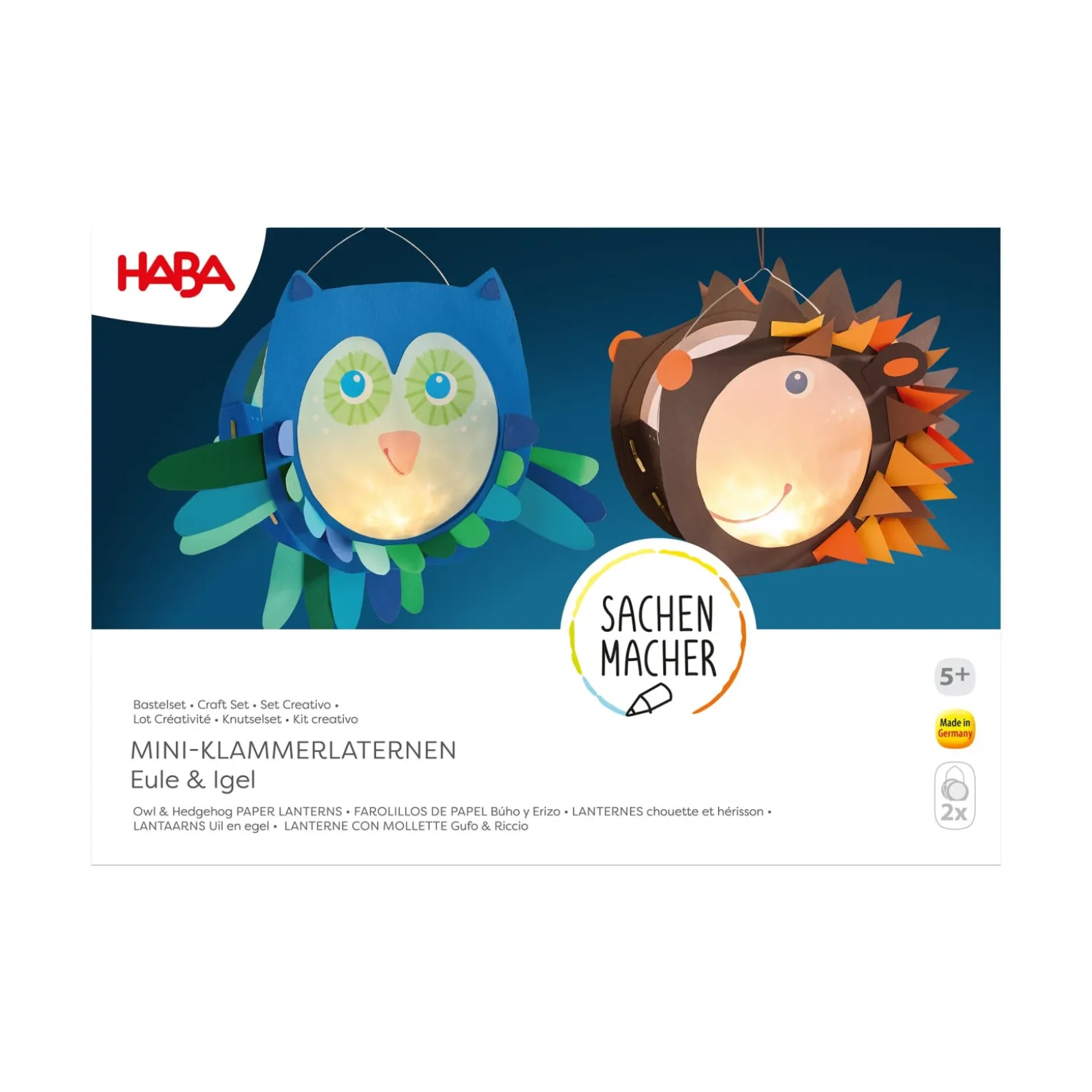 Sachenmacher Klammerlaternen Eule und Igel, Bastelset Herbst, ab 5 J.
