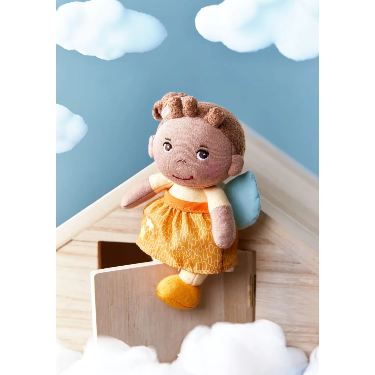 Schutzengelpuppe Holly, 15 cm, Stoffpuppe mit Flügel