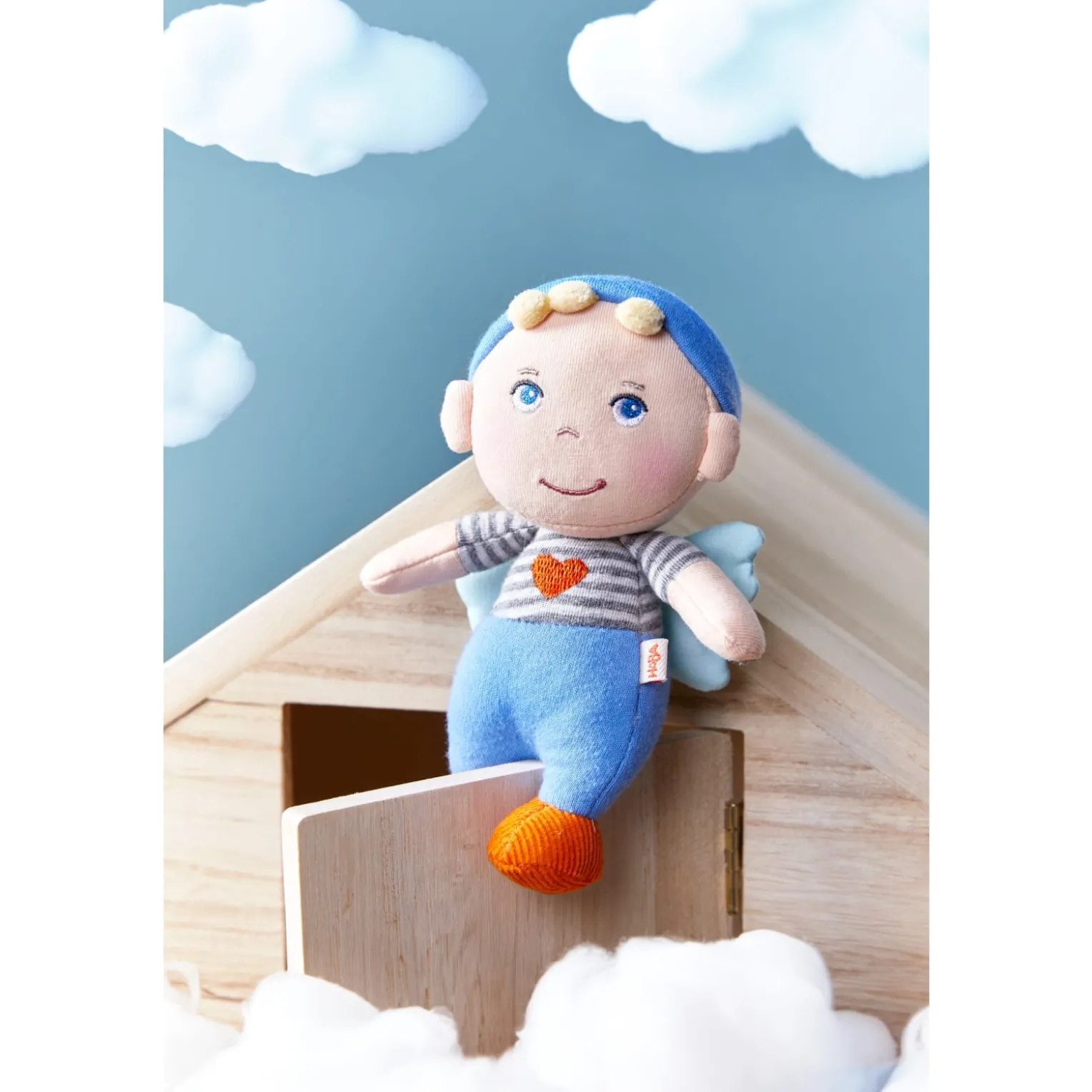 Schutzengelpuppe Mats, 15 cm, Stoffpuppe mit Flügel