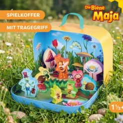 Spielkoffer, Die Biene Maja, mit 10 Holzfiguren, ab 18 Monaten
