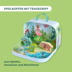 Spielkoffer, Dinosaurier, mit 6 Holzfiguren, ab 18 Monaten