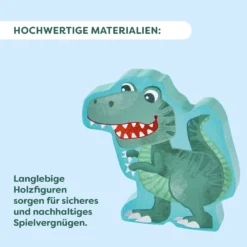 Spielkoffer, Dinosaurier, mit 6 Holzfiguren, ab 18 Monaten