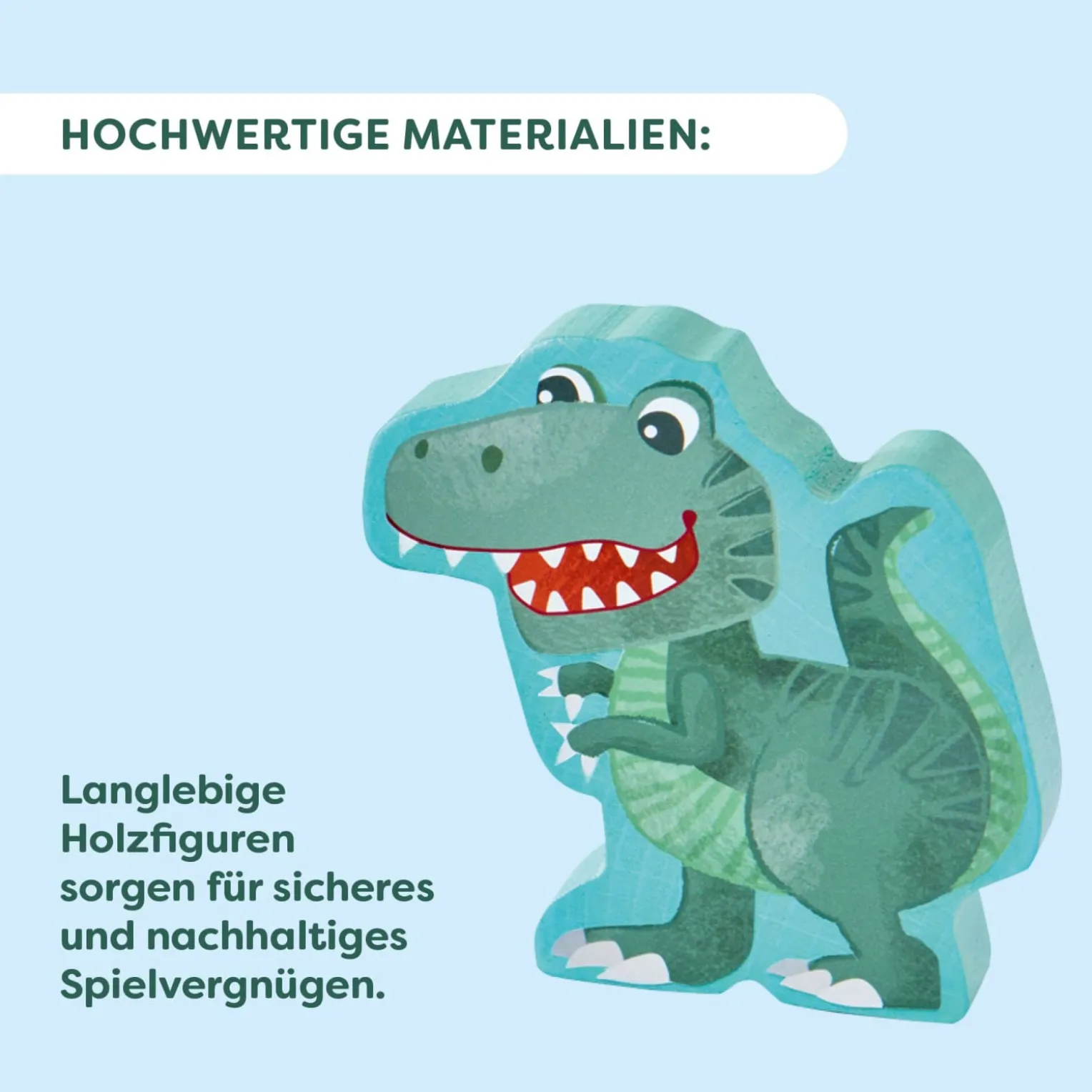 Spielkoffer, Dinosaurier, mit 6 Holzfiguren, ab 18 Monaten