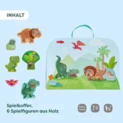 Spielkoffer, Dinosaurier, mit 6 Holzfiguren, ab 18 Monaten