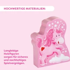 Spielkoffer, Einhorn Glitzerglück, mit 6 Holzfiguren, ab 18 Monaten