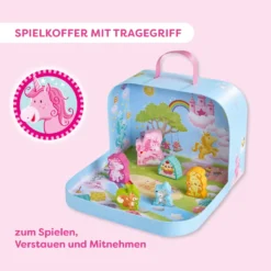 Spielkoffer, Einhorn Glitzerglück, mit 6 Holzfiguren, ab 18 Monaten