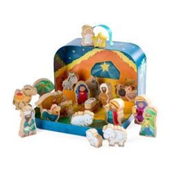 Spielkoffer, Weihnachtskrippe, mit 24 Holzfiguren, ab 18 Monaten
