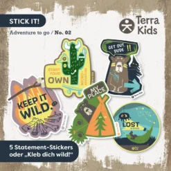Terra Kids Adventure Sticker für Kinder, Wald- & Naturmotive, 5 Stück