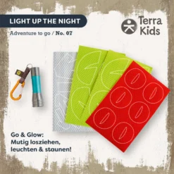 Terra Kids LED-Abenteuer-Taschenlampe mit Karabiner & Reflektor-Stickern