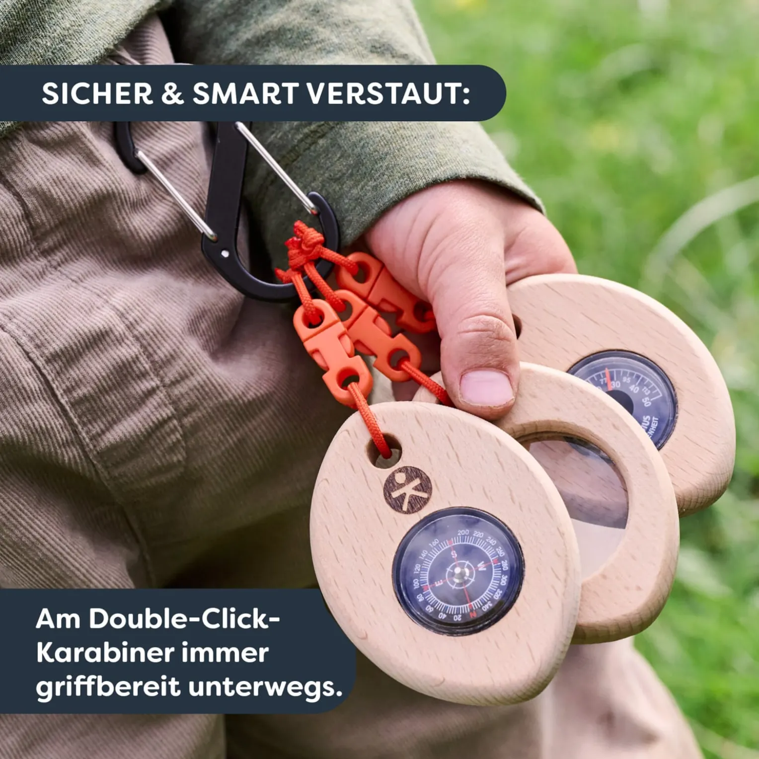 Terra Kids Outdoor Tool Kinder, Kompass, Lupe & Thermometer am Karabiner